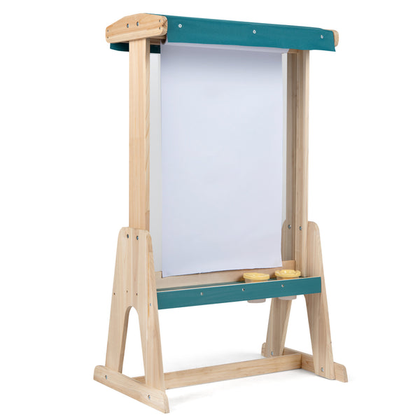 Wooden Art Easel for Kids with Transparent Board and Paper Roll