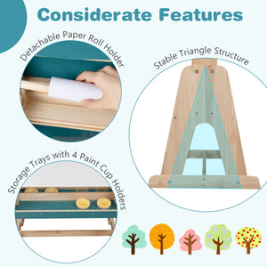 Wooden Art Easel for Kids with Transparent Board and Paper Roll