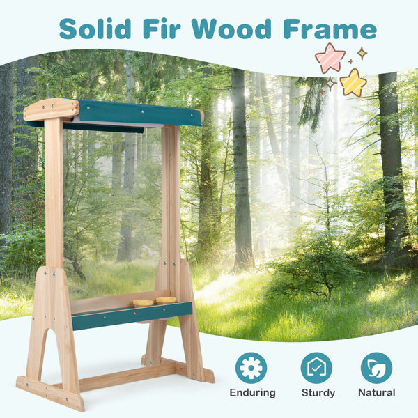 Wooden Art Easel for Kids with Transparent Board and Paper Roll