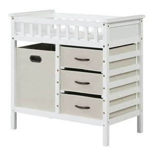 Wooden Baby Changing Table Diaper Changing Station with 3 Fabric Storage Drawers