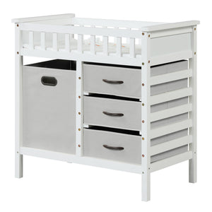 Wooden Baby Changing Table Diaper Changing Station with 3 Fabric Storage Drawers