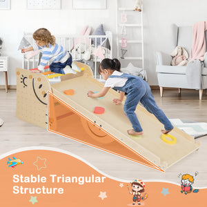 Wooden Climbing Toy Triangle Climber Set with Seesaw for Toddlers & Kids