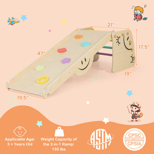 Wooden Climbing Toy Triangle Climber Set with Seesaw for Toddlers & Kids