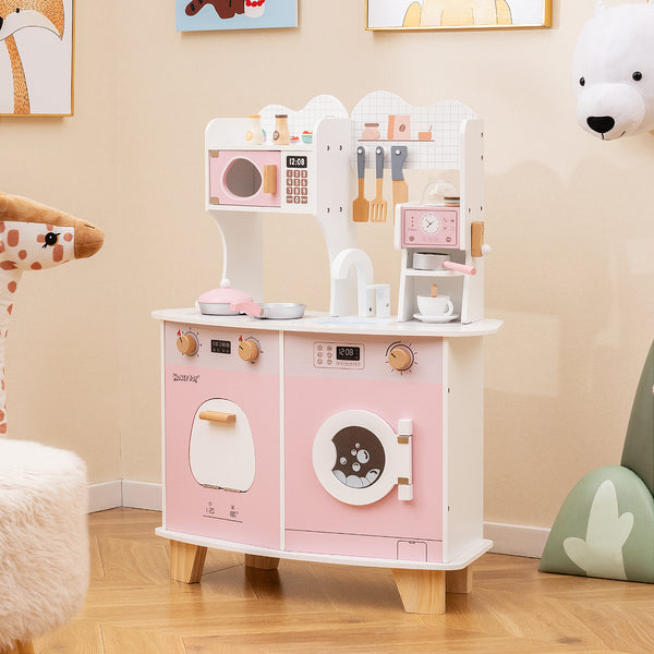 Wooden Kids Kitchen Playset with Coffee Maker for kids - Realistic