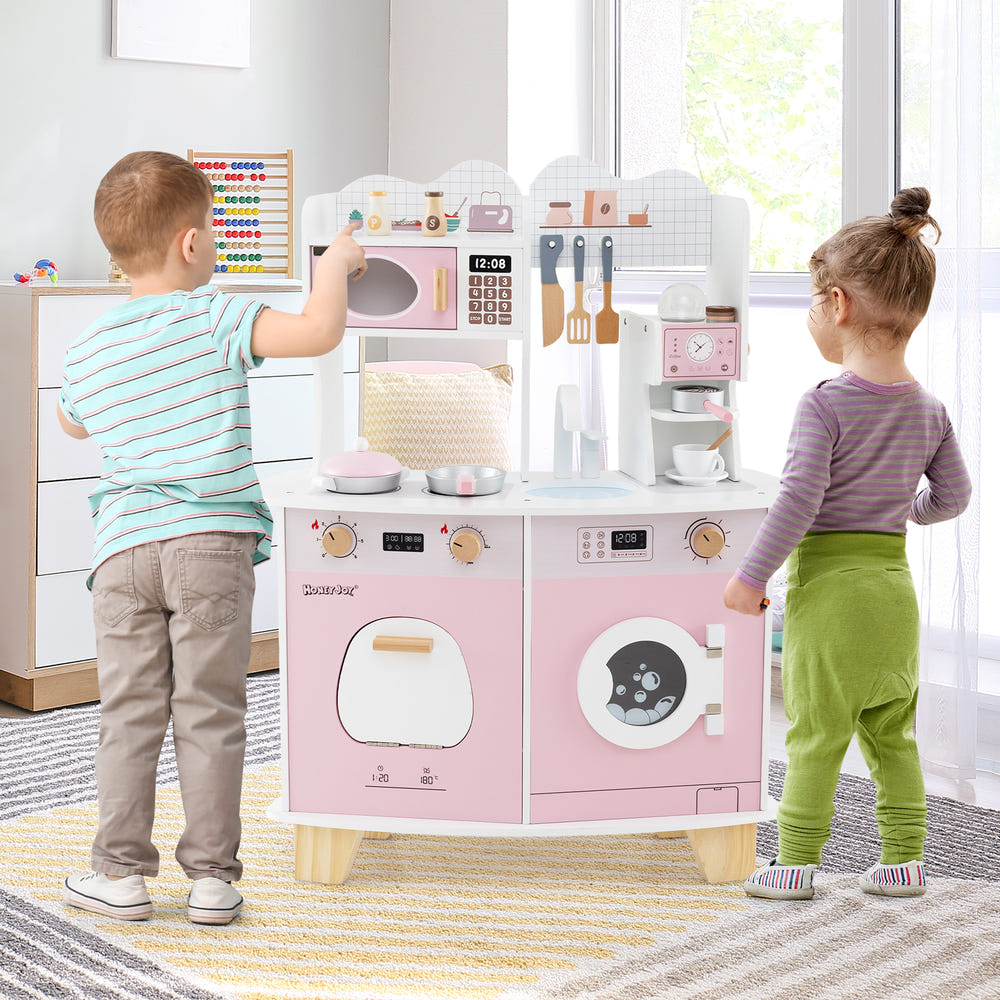 Wooden Kids Kitchen Playset with Coffee Maker for kids - Realistic