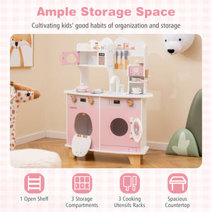Wooden Kids Kitchen Playset with Coffee Maker for kids - Realistic
