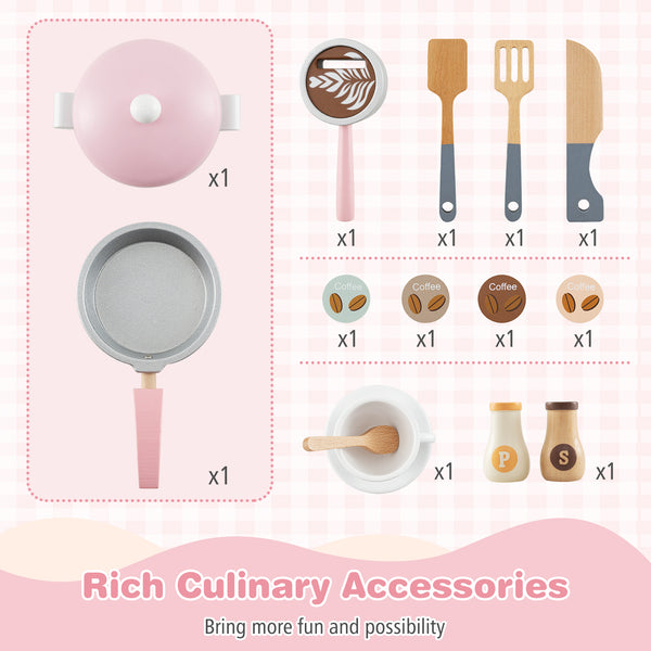 Wooden Kids Kitchen Playset with Coffee Maker for kids - Realistic