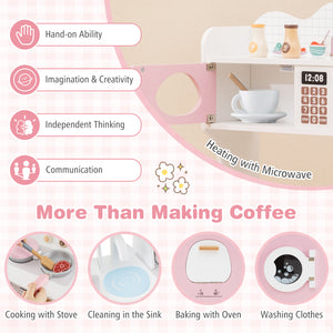 Wooden Kids Kitchen Playset with Coffee Maker for kids - Realistic