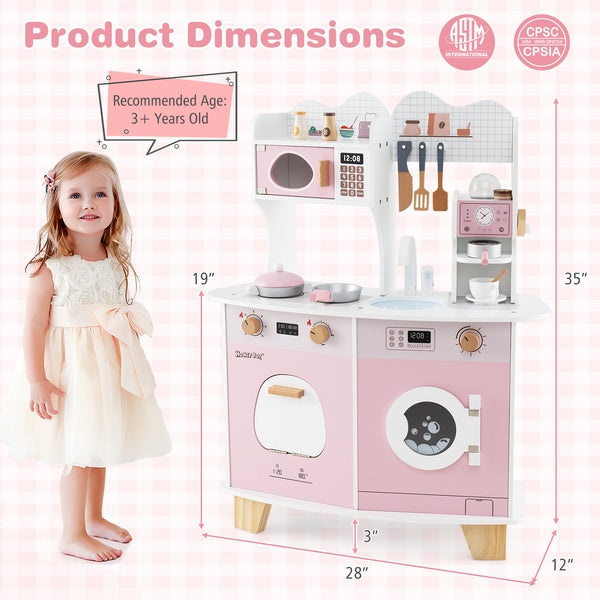 Wooden Kids Kitchen Playset with Coffee Maker for kids - Realistic