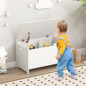 Wooden Kids Toy Box with Safety Hinge - Multi-Tier for Kids Playroom & Nursery