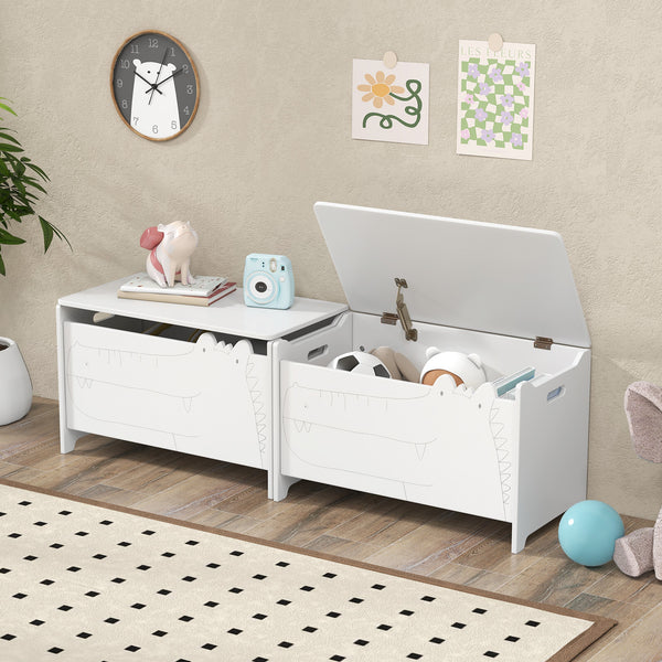 Wooden kids toy box with safety hinge, perfect for bedding and sleep organization, shown at angle 10.