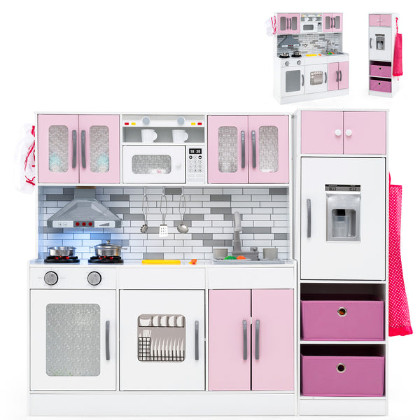 Wooden Kitchen Playset with Lights and Sounds for Ages 3+