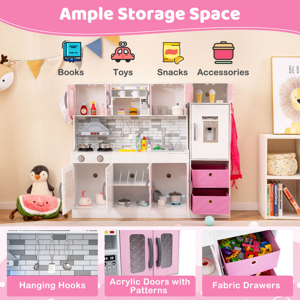 Wooden Kitchen Playset with Lights and Sounds for Ages 3+
