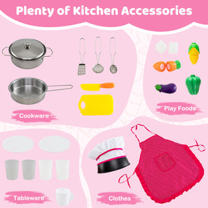 Wooden Kitchen Playset with Lights and Sounds for Ages 3+