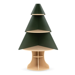 Wooden Montessori Corner Tree Bookshelf with Toy Storage-Green