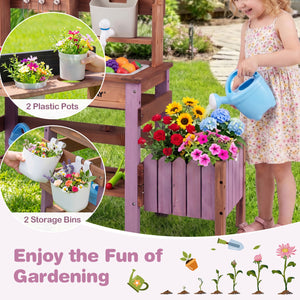 Wooden Mud Kitchen Set with Running Water Faucet Tank