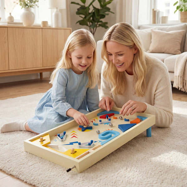 Wooden Pinball Machine with 3 Balls for Kids 6+ and Adults