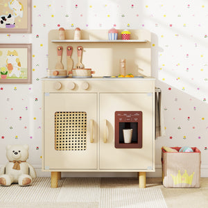 Wooden Pretend Kitchen Playset with Realistic Ice Maker