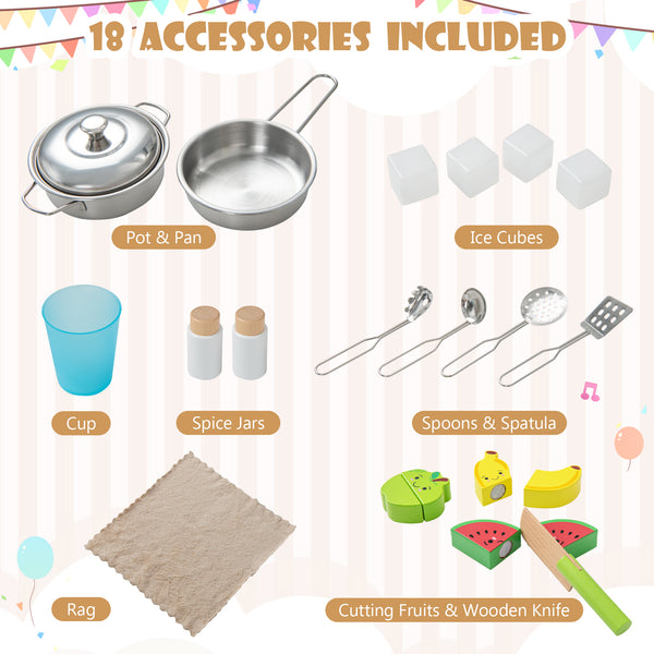 Wooden Pretend Play Kitchen Set for Toddlers - Realistic