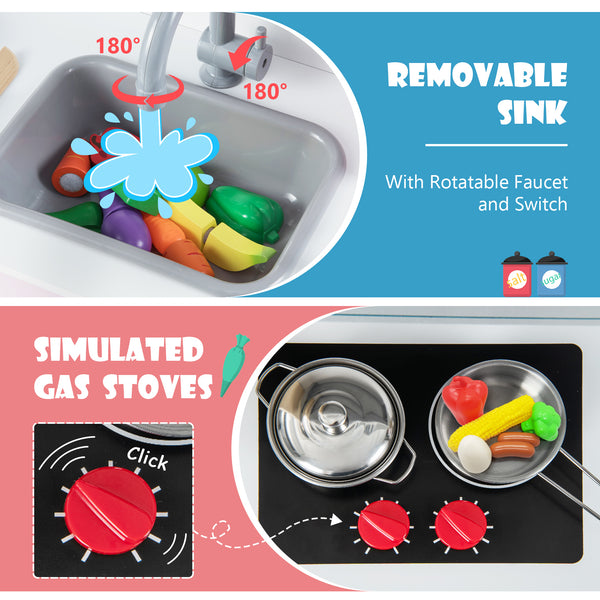 Wooden Pretend Play Kitchen Set for Toddlers - Realistic