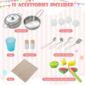 Wooden Pretend Play Kitchen Set for Toddlers - Realistic
