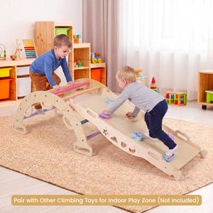 Wooden Rocking Climbing Arch with Cushion 3-in-1 Montessori Kids Climber Rocker