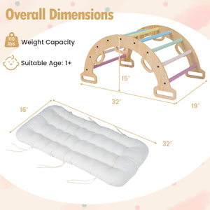 Wooden Rocking Climbing Arch with Cushion 3-in-1 Montessori Kids Climber Rocker