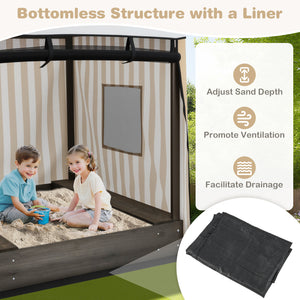 Wooden Sandbox with Canopy for Children 3+ Years Old