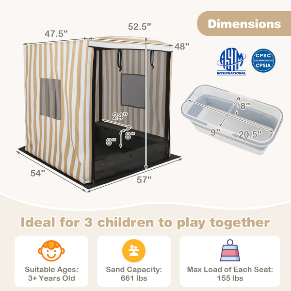Wooden Sandbox with Canopy for Children 3+ Years Old