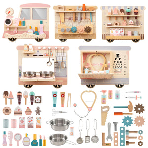 Wooden Sensory Wall Panel with Vanity and Tool Box - Realistic