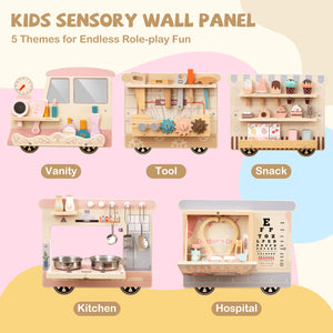 Wooden Sensory Wall Panel with Vanity and Tool Box - Realistic