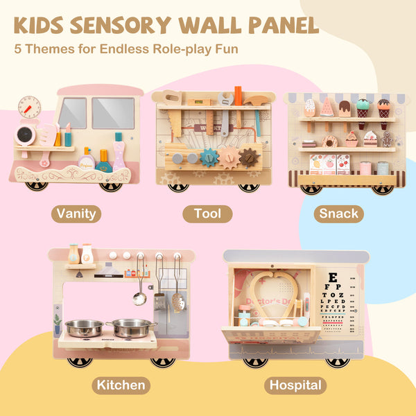 Wooden Sensory Wall Panel with Vanity and Tool Box - Realistic