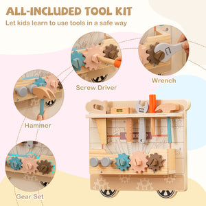 Wooden Sensory Wall Panel with Vanity and Tool Box - Realistic