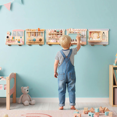 Wooden Sensory Wall Panel with Vanity and Tool Box - Realistic