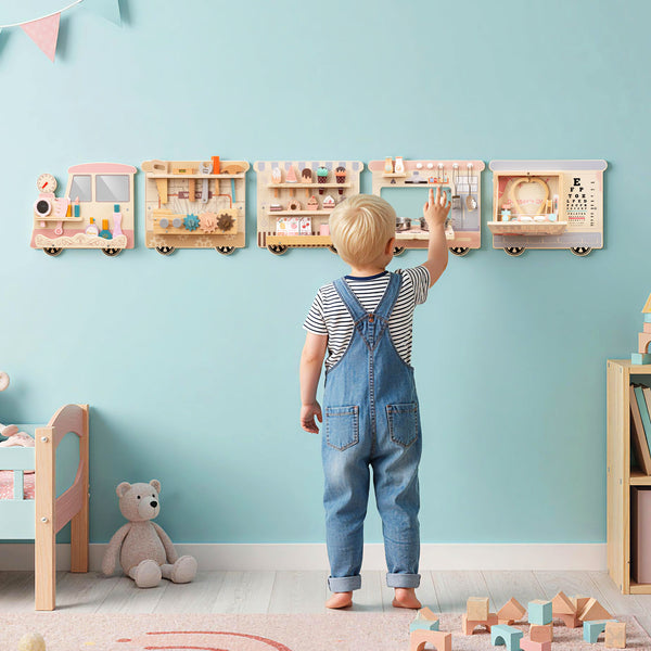 Wooden Sensory Wall Panel with Vanity and Tool Box - Realistic