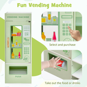 Kids Wooden Supermarket Play Toy Set with Checkout Counter