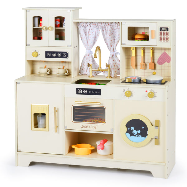 Wooden Toy Kitchen Playset with 14 Accessories for Aged 3+ Years