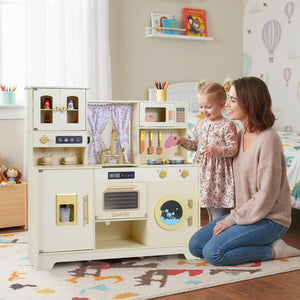 Wooden Toy Kitchen Playset with 14 Accessories for Aged 3+ Years