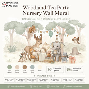 Woodland Tea Party Nursery Wall Mural for Kids Room Wallpaper