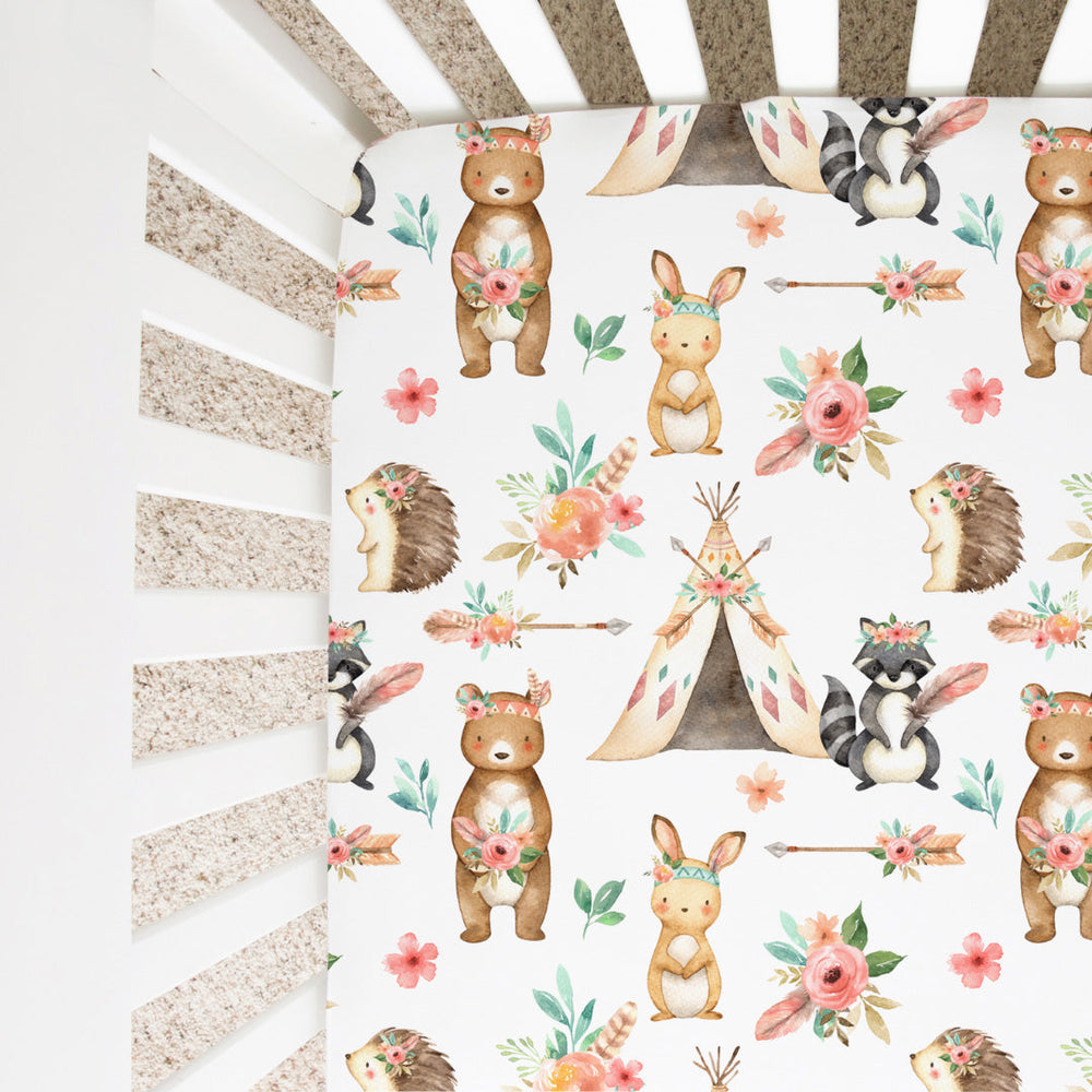 Fitted Crib Sheet - Woodland Tribe