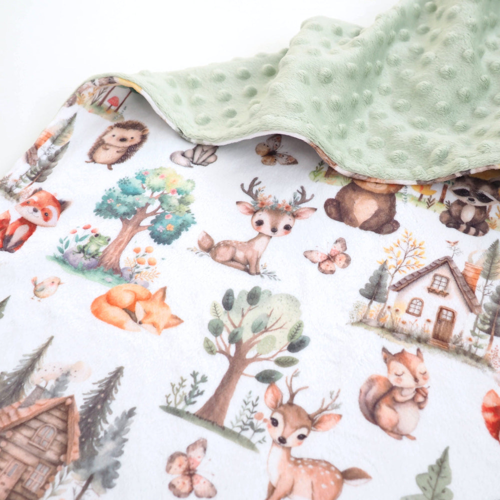 Minky Baby Blanket Woodsy Woodland