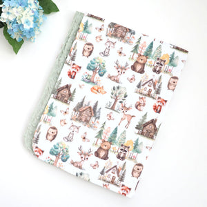 Minky Baby Blanket Woodsy Woodland