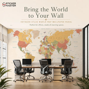 Voyager Atlas World Map Wallpaper Mural | Office Study Wall Decor