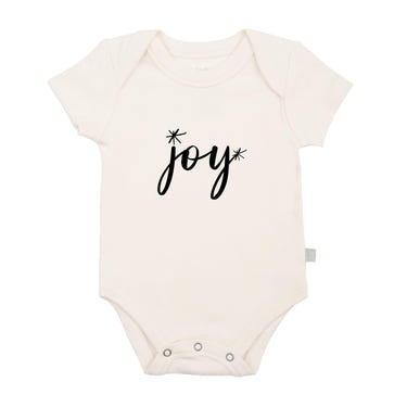Joy Black Graphic Bodysuit for babies - stylish short sleeve design, perfect for comfort and play.
