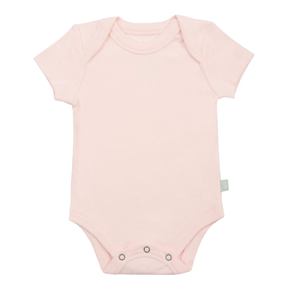 Pink basics lap shoulder short sleeve bodysuit for babies, perfect for comfort and style.