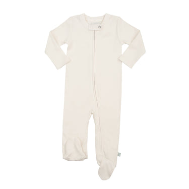 Ivory baby footie one-piece, soft and cozy for infants, perfect for everyday wear.
