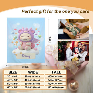 Personalized Kawaii Purple Dragon Costume Blanket | Custom Name | Cute Dragon Character
