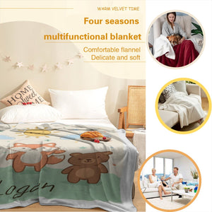 Personalized Woodland Animal Blanket | Custom Name | Bunny Fox Bear Sun Meadow Fleece Throw Gift