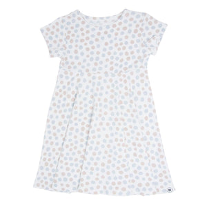 Swirly Girl Short Sleeve Dress - Polka Dot Grey