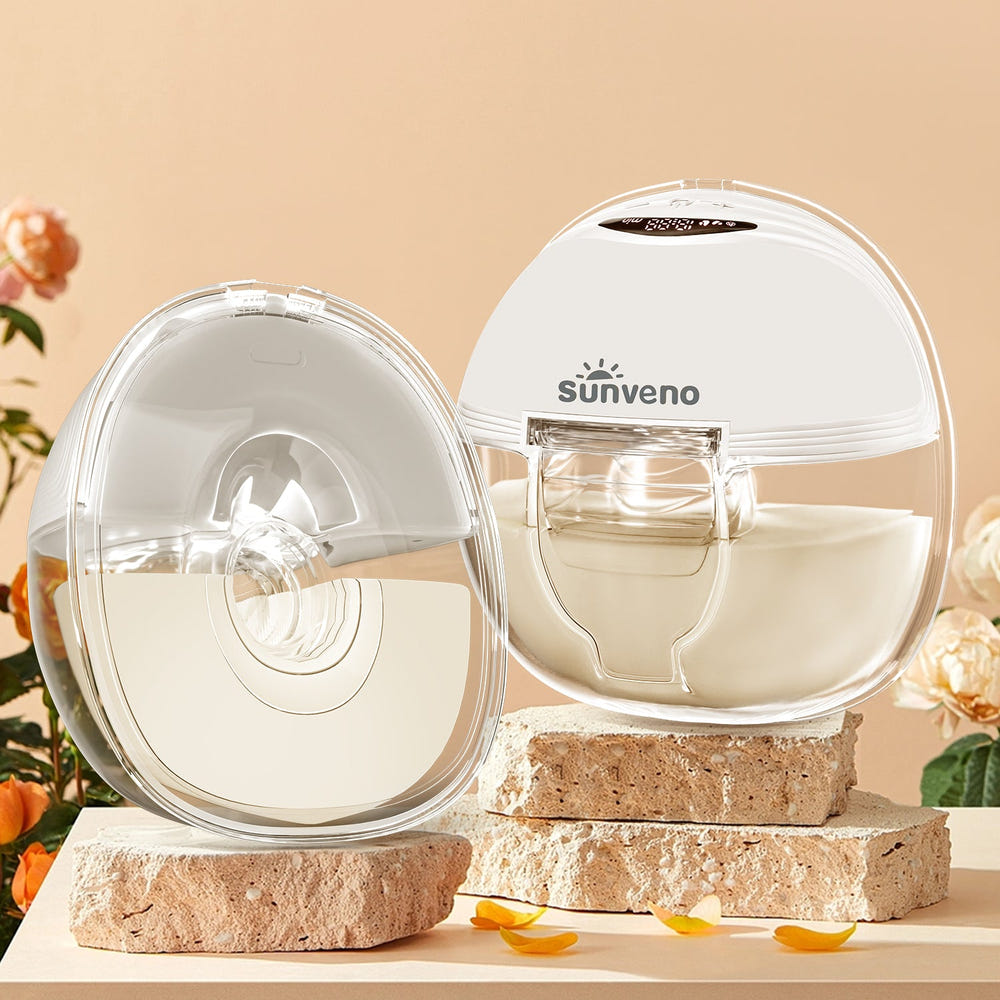 SUNVENO Hands-Free Wearable Electric Breast Pump Set for convenient and discreet breastfeeding.